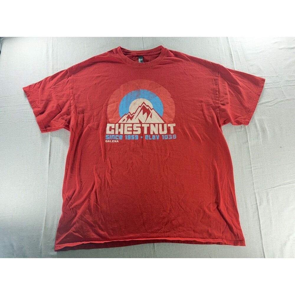 Ouray Sportswear Chestnut Mountain Resort Galena IL Red Graphic T-Shirt Men's XL